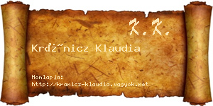 Kránicz Klaudia névjegykártya