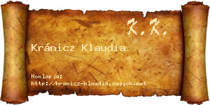 Kránicz Klaudia névjegykártya
